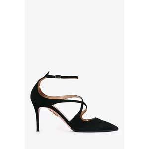 Aquazzura Black Suede Strappy Pointed Toe Pumps Size 38